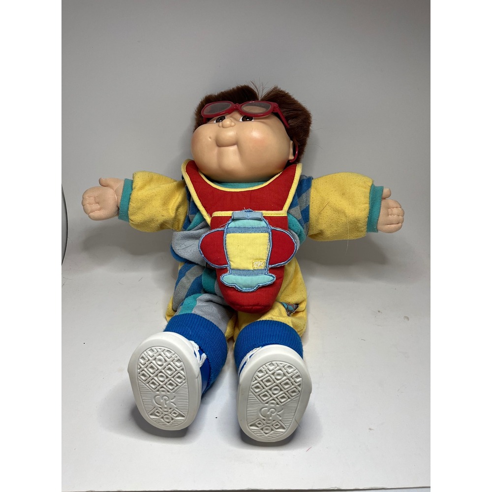 Cabbage Patch Kids Boy Doll 14" Blue Yellow Retro Outfit Red Glasses Red Hair